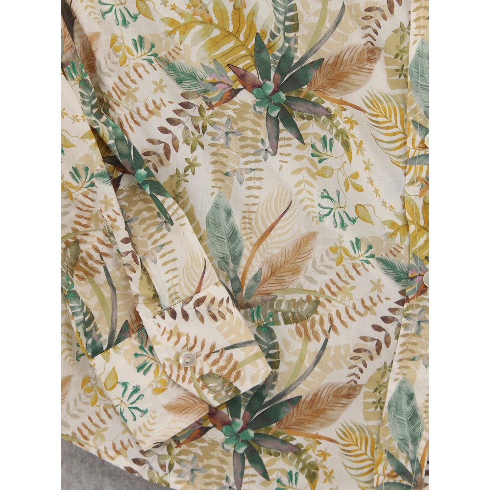 Margaret O'Leary Shirt womens XS tropical leaf pint button front long sleeve - Picture 6 of 12
